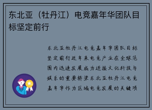 东北亚（牡丹江）电竞嘉年华团队目标坚定前行