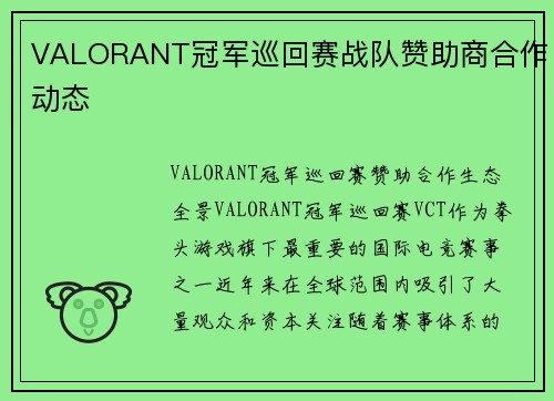 VALORANT冠军巡回赛战队赞助商合作动态